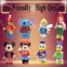 Насосная серии с героями из мультфильмов; кирпичи микки утка Дейзи маленькая фея стежка фигурки, строительные блоки модель для детей игрушки PG8225