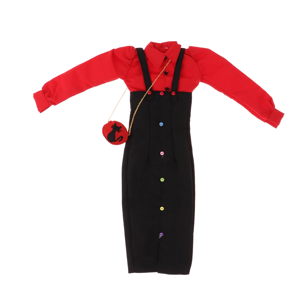 1/3 BJD Doll Clothes Outfit Shirt Suspender Long Pants Overalls with Mini Bag for Girl Gift