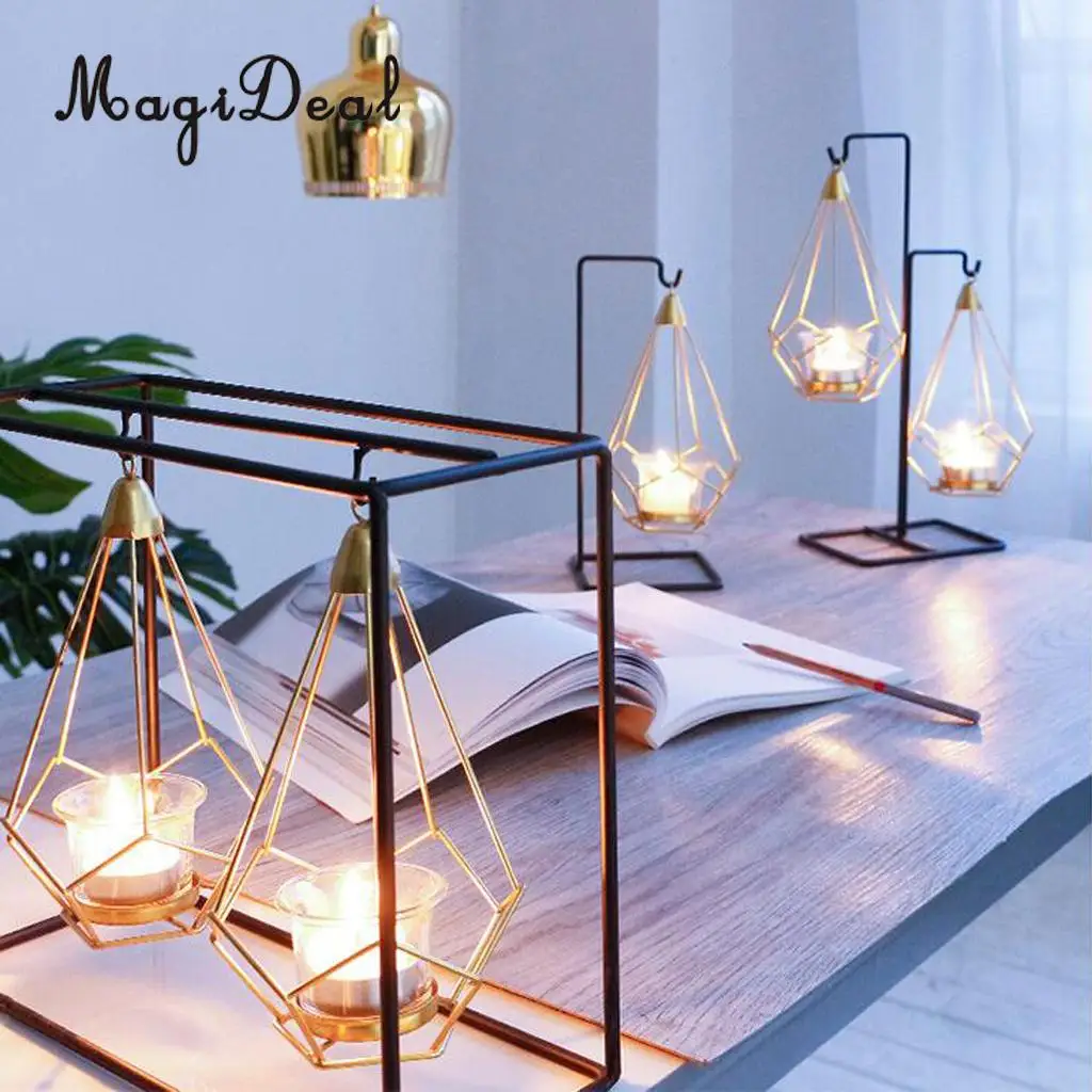 MagiDeal Wire Diamond Candle Holder Floral Vase Pot Stand ... on Shelves For Candle Displays id=76593