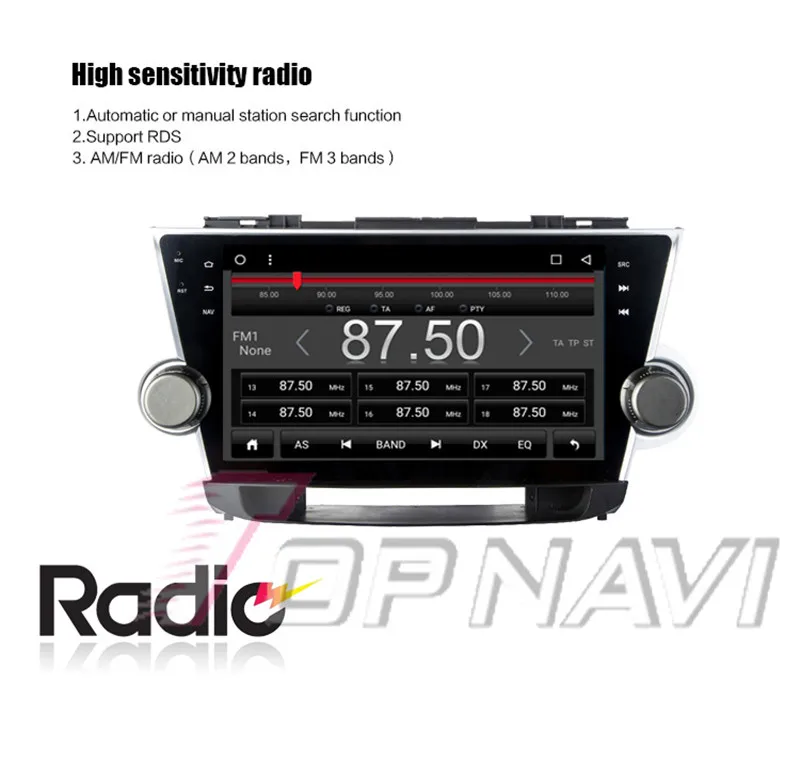 2 din car radio gps android For Toyota Highlander 2008