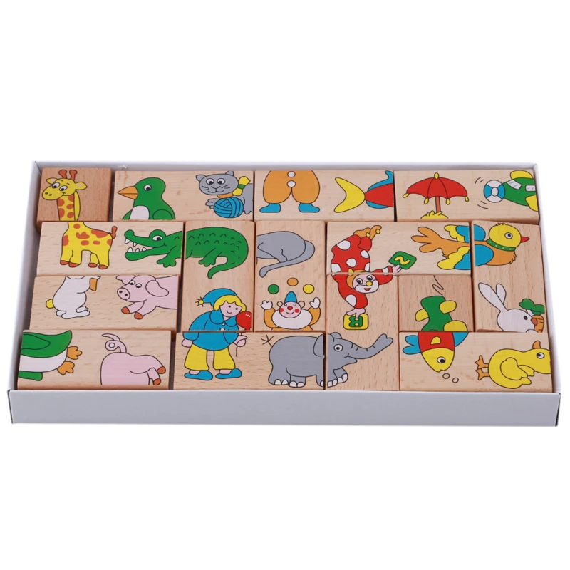 

Child Animal Domino Building Blocks Wooden Toys Infant Domino Educational Toys Child Birthday Gif 15Pcs/set Baby Toys Beech Wood
