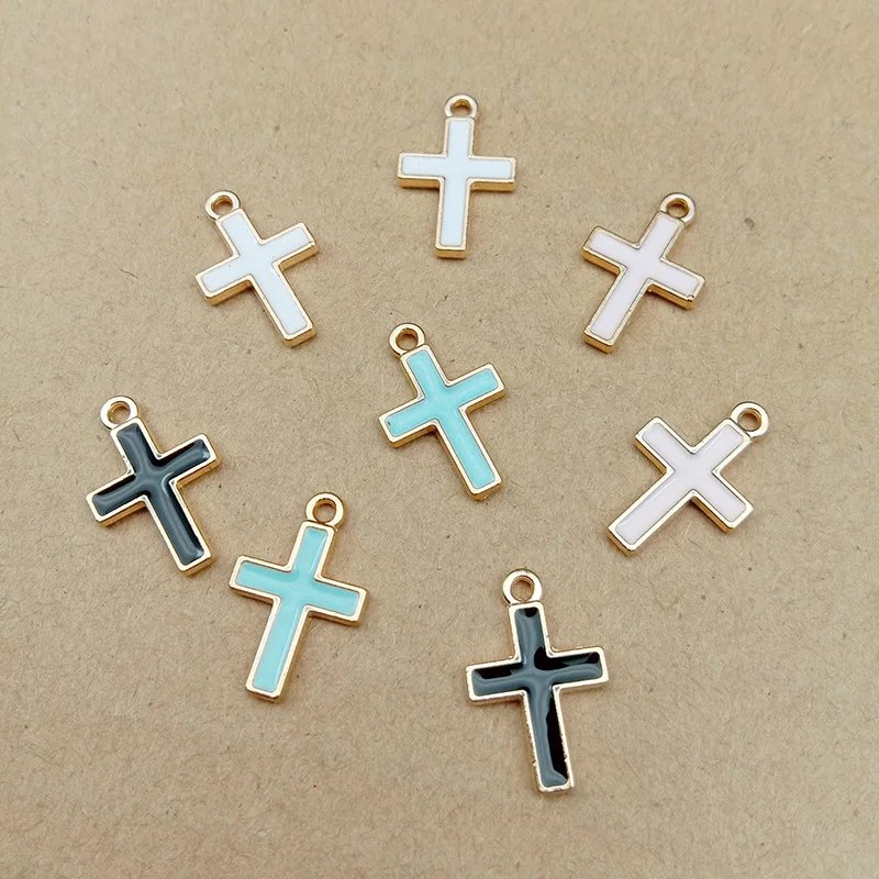 

10pcs 16X10mm Korean jewelry accessories enamel small Cross charms Earrings fashion craft Necklace Pendant handmade DIY material