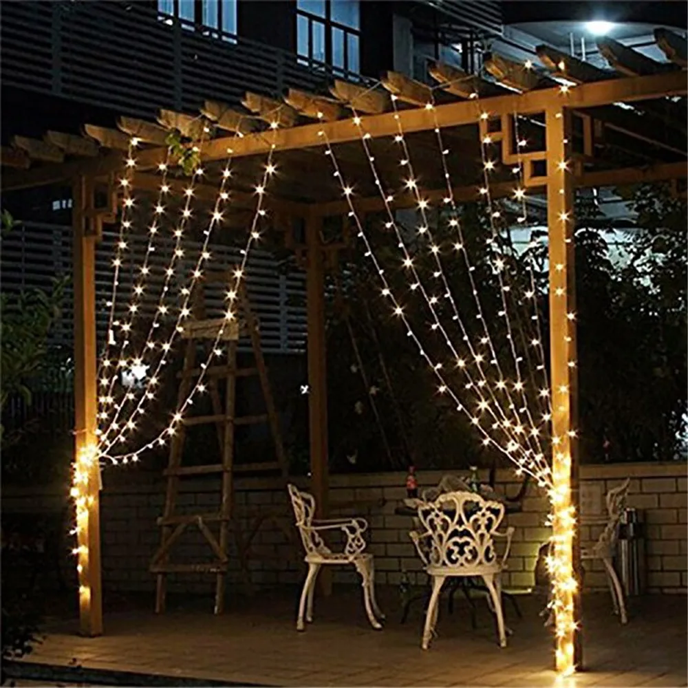 Kmashi 300leds Fairy String Icicle LED Curtain Light 300 bulbs Outdoor Xmas Christmas Home