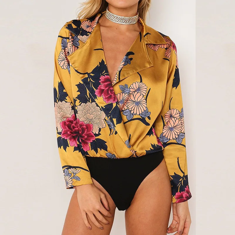 

Elegant Floral print deep v neck Bodysuit Women Halter Backless Summer Jumpsuit Tops Sexy Hollow Out Rompers Playsuit Leotard