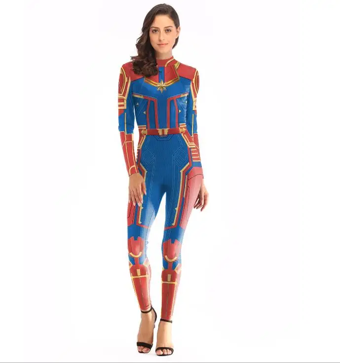 

Leggings Women Digital Print Ms. Marvel Surprise Captain Super Hero Avengers Cosplay Pants Fitness Elastic Party Onesies