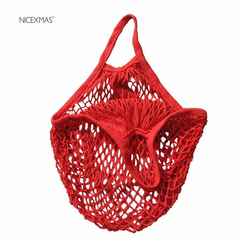 

2017 Fashion Shopping Bag Women Designer Handbag Tote Foldable Reusable Shopping Grocery Bags Beach Mesh Bag (Red)