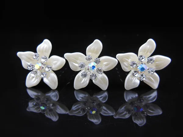 

12 Pcs Lady's Crystal Rhinestone Bridal Wedding Prom White Rose Hair Pins