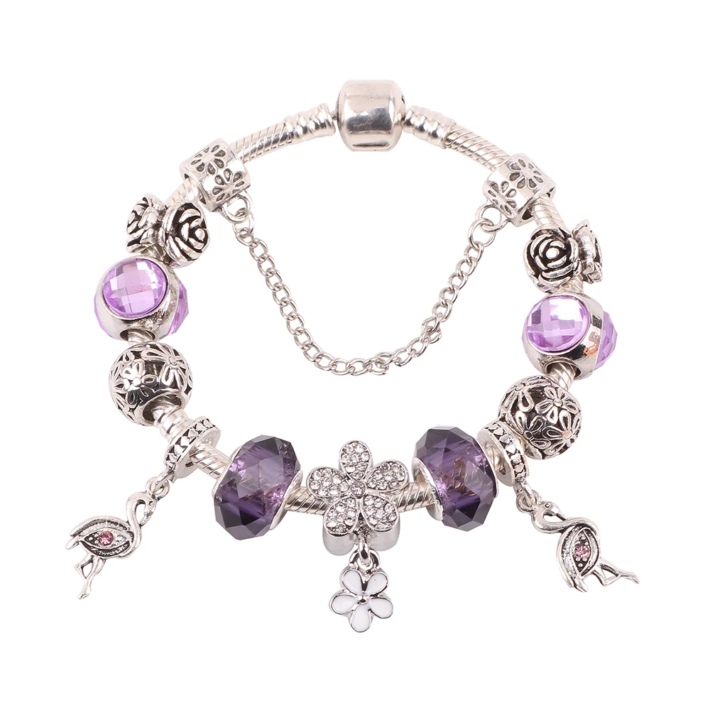 

Ranqin New Original Personality Crane Pendant Purple Glass Beads DIY Suitable for Women Bracelet High Quality Qift Jewelry
