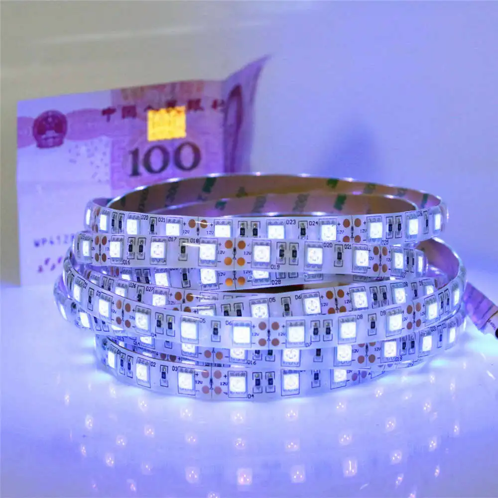 УФ светодиодная лента 1 м 2 3 4 5 5050SMD 12 в пост. Тока 60 светодиодов/м белая/черная