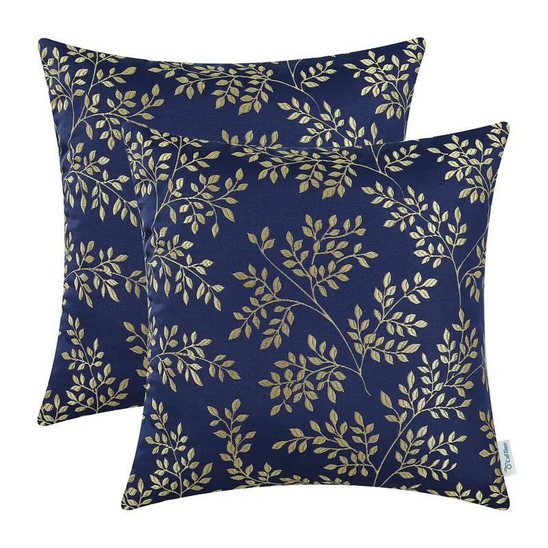 2PCS CaliTime Navy Blue Cushion Covers Throw Pillow Cases ...