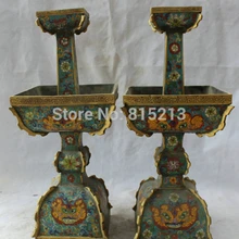 Bi001339 1" Династия Китайский дворец Бронзовый Gild Перегородчатые Подсвечник Подсвечник Пара