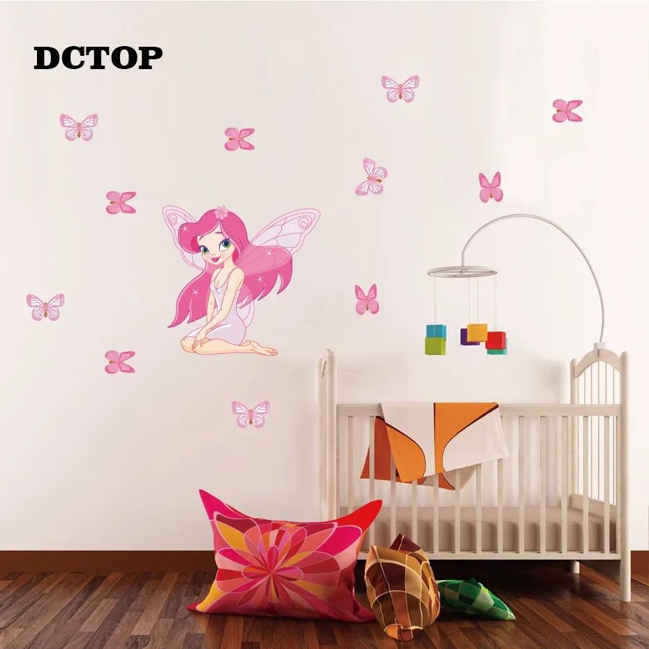 

Cartoon Lovely Elf Fairy Tale Godmother Wall Decal Stickers Children Kids sticker Nursery Room Bedroom Home decor Mural for Girl