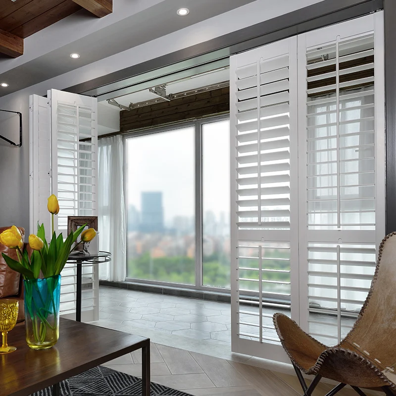 Black Wood Bi Fold Interior Window Shutters Door - China Basswood