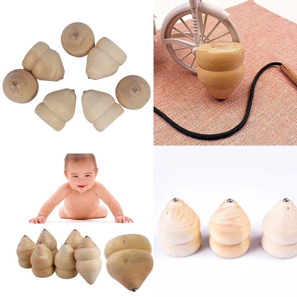 Spinner Gyro Wooden Children Toys Kids Wood Spinning Top Natural Color