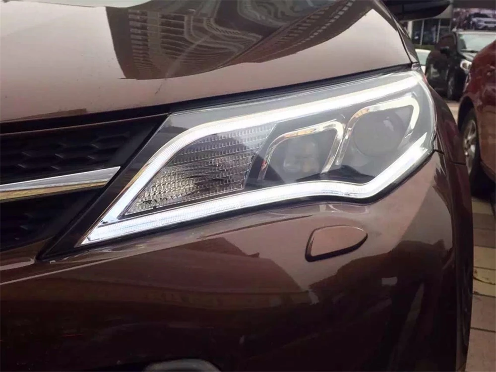 2 шт. для Toyota RAV4 светодиодный ные фары 2013 2014 2015 RAV 4 ДХО Биксеноновые линзы дальний и