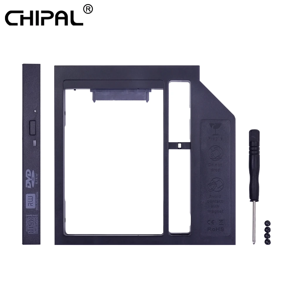 CHIPAL Универсальный Пластик 2nd HDD Caddy 12,7 мм SATA 3,0 для 2,5 ''7/9/12,5 мм SSD Коробка Чехол Корпус адаптер DVD-ROM Optibay