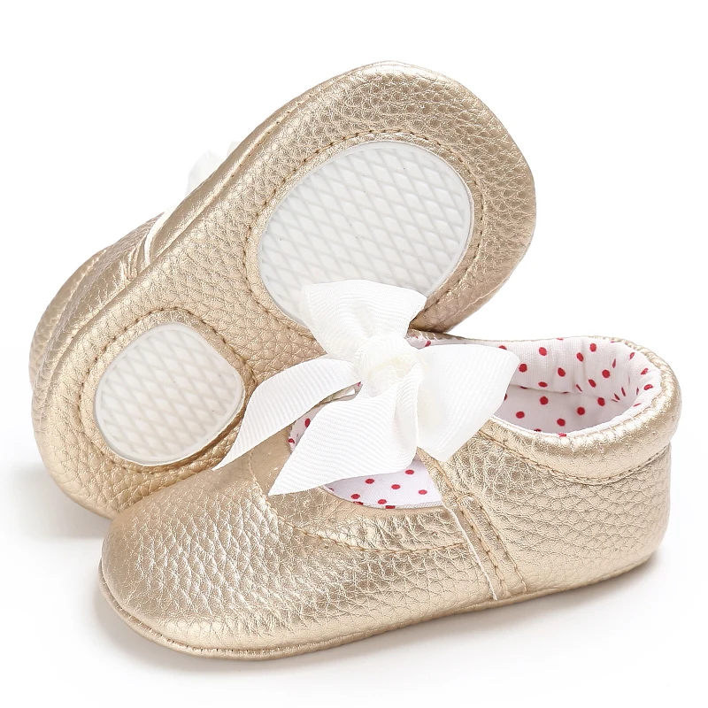 Детская обувь для новорожденных девочек с бантом; детская обувь без застежки; обувь принцессы; обувь для малышей 0-18 месяцев