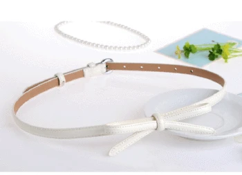 

Hot Sale Bow Can Be Move Decoration Patent Leather Small Bow Women's Casual Decorative Thin Belt Slim Ladies Thin Waist Belt