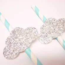 Новые Пользовательские серебряные блестящие большие облачные бумажные соломинки Свадебные для новобрачных, вечеринка в честь новорождённого дня рождения размешиватели напитков/декоративные соломинки