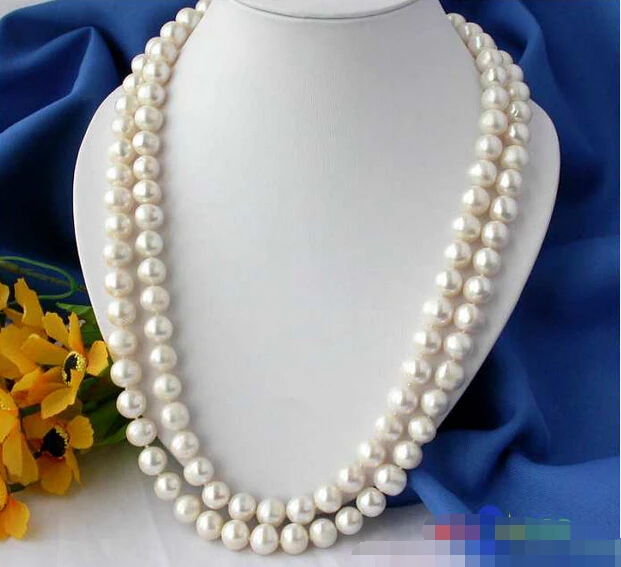 

p1322 50" 12MM ROUND WHITE FRESHWATER CULTURED PEARL NECKLACE ^^^@^Noble style Natural Fine jewe FREE SHIPPING