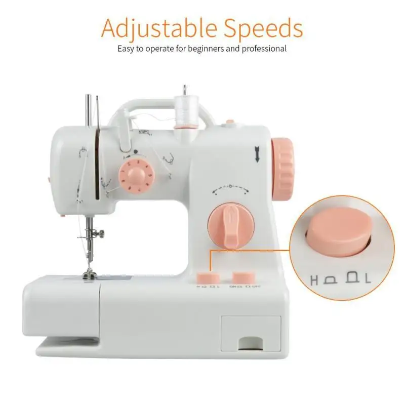 Electric Mini Sewing Machines Double Thread Stitch Adjustable Household Sewing Machine Knitting