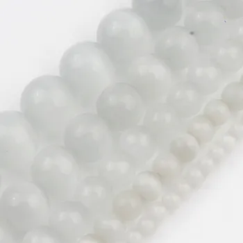 

White Cat Eye Opal Beads 4 6 8 10 12 mm Round Loose Natural Stone Beads For Jewelry Making DIY Charm Bracelet Necklace 15 inches