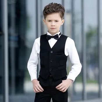 

2017 High Quality Toddler Boys Long Sleeve Children's Day Chorus Show/Performance/Wedding Groom 4pcs/set Formal Blazer Suit Set