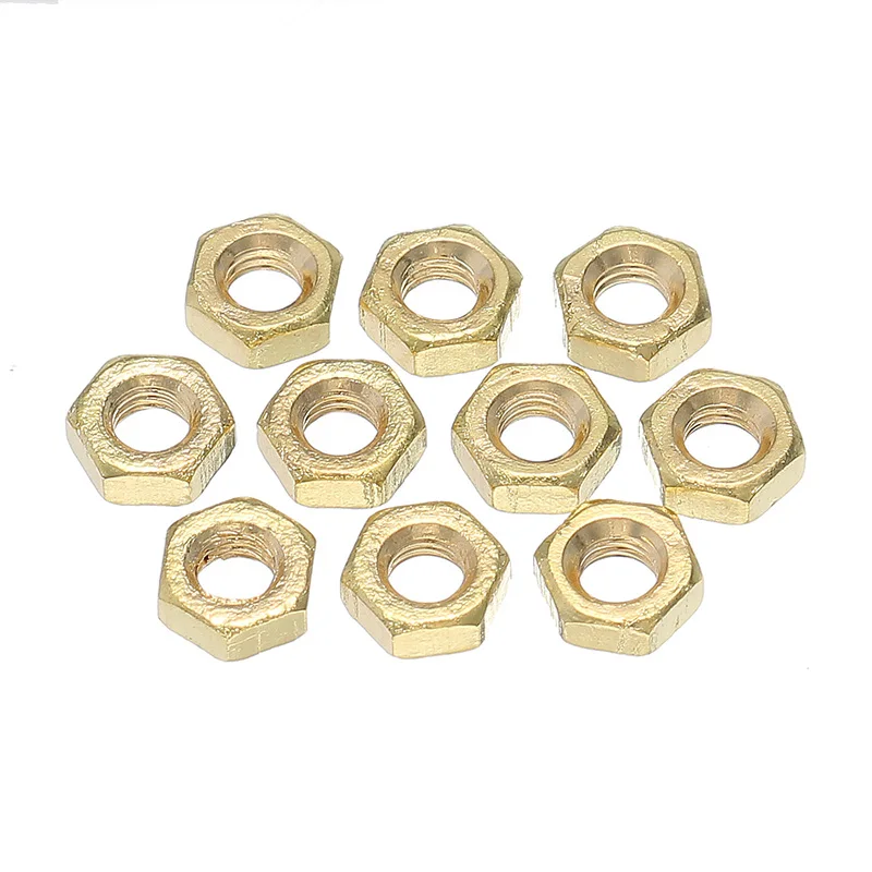 Hex Full Nuts Brass Self Colour M3 3mm Pack of 100 Nuts Metric Hexagonal
