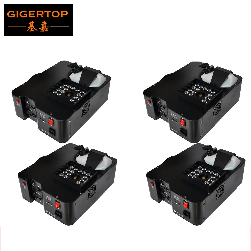 

Freeshipping 4 Pack 1500W Led Fog Machine 24x3W RGB Upword Smoke Jet Spray 2.5L Oil Tank 3PIN/5PIN DMX Connector Wireless Remote