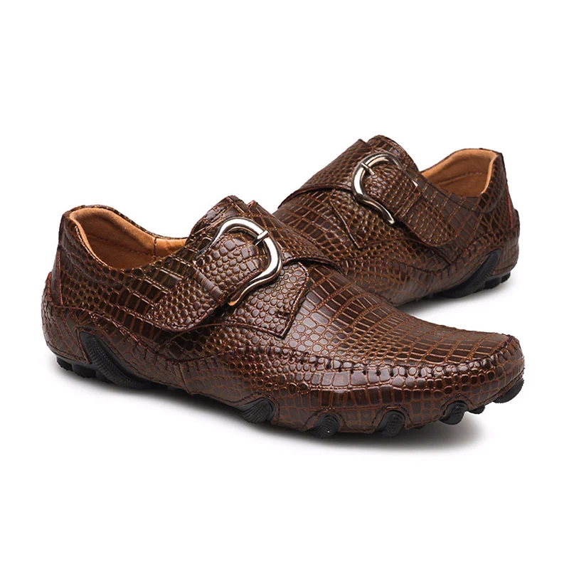 

Leather shoes 2018 summer new crocodile texture cowhide walking shoes outdoor anti skid lightweight fitness sports men's shoes