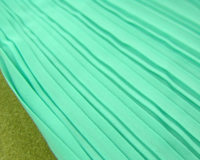 

2 meters 150cm 59" width green pleat chiffon fabric pearl yarn fabric wedding dress materials MM93