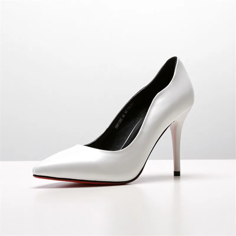 

2019 new European and American fashion single shoes pointed shallow mouth stiletto women's shoes white 0428