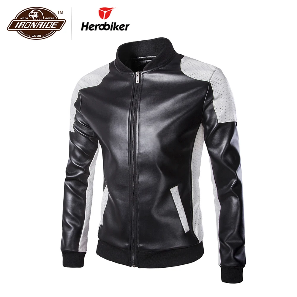 Herobiker Классическая мотоциклетная куртка Мужская винтажная Ретро Повседневная pu кожаная куртка панк ветрозащитная Байкерская мотоциклетная Мото куртка