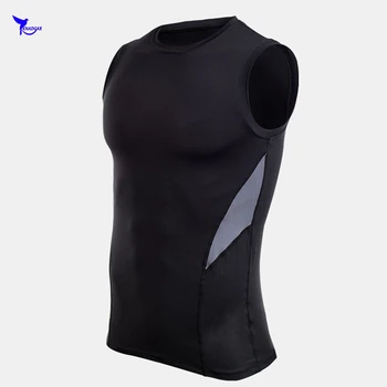 

Dry Fit Sleeveless Mens Running Vest Gym 2019 Fitness Shirt Summer Slim Tank Tops Sports Vest New Bodybuilding Training Singlet