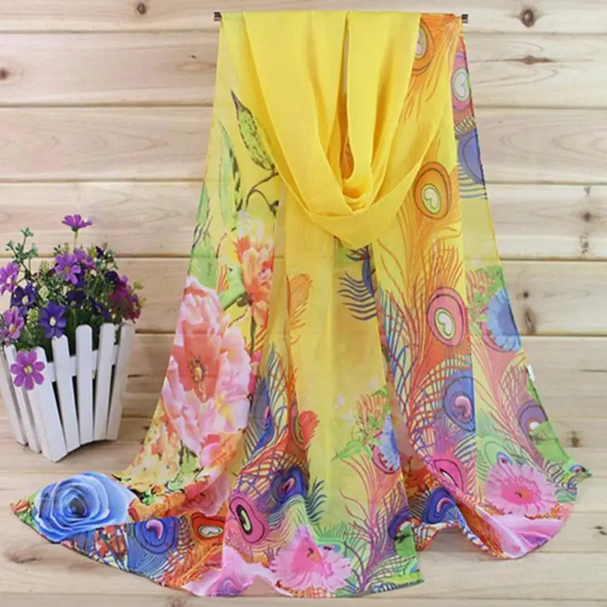 

Fashion Lady Women Floral Prints Shawl Chiffon Scarf Flawless Breathable Scarves Embroidery Soft Neckerchief Shawls Foulards