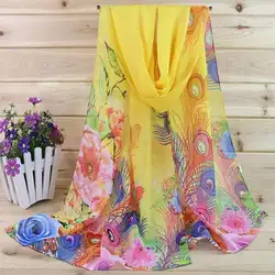 Модные женские Для женщин цветочные принты платок шифон шарф безупречный дышащая шарфы вышивки мягкий шейный платок платки Foulards