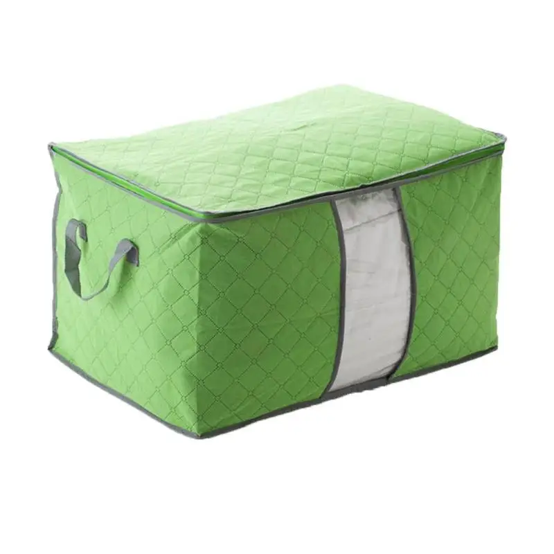 Портативный прочный тканевый контейнер, органайзер, одеяло, нетканый подстилочный чехол, сумка для хранения, коробка, Бамбуковая домашняя сумка для хранения одежды - Цвет: Зеленый