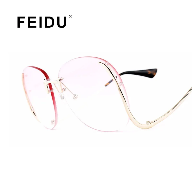 FEIDU Sunglasses Women Brand Design Vintage Oversize Metal Frame Tint