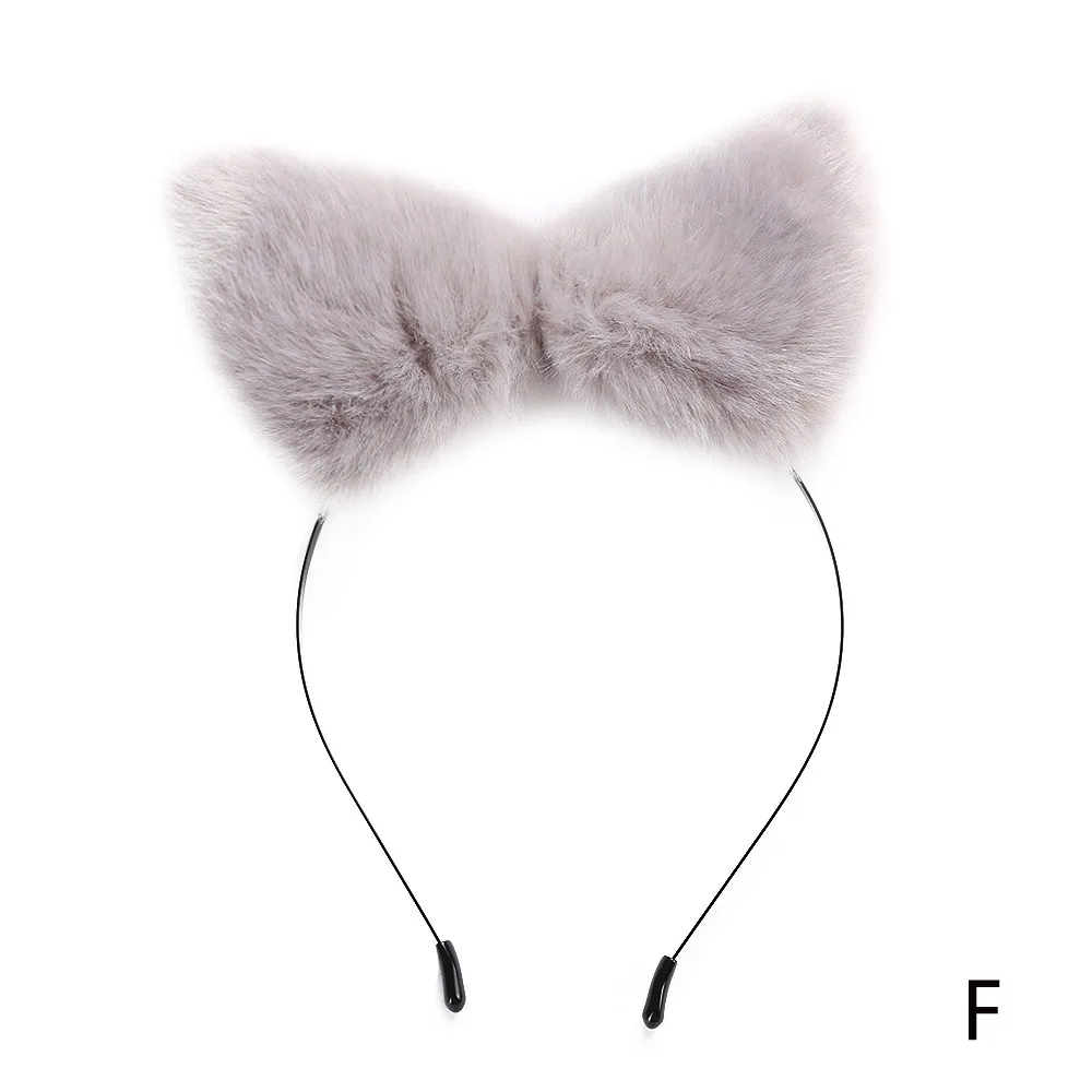 Fox ears Hair Accessories Cute Cat Hairband Women soft Headbands Headband Headwrap Plush Cat Ears Hair Accessories mujer L50 - Цвет: F