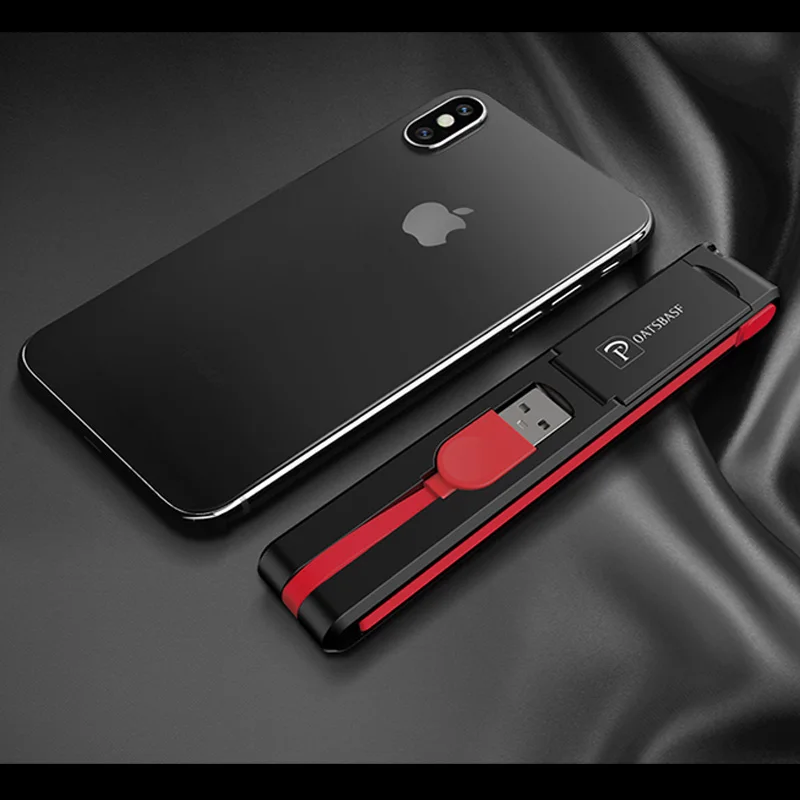 Чехол 3 в 1 Micro usb type C 8 Pin USB кабель для iPhone X 8 7 6 кабель передачи данных для быстрой зарядки линия USB кабель для Xiaomi huawei - Цвет: Black Red