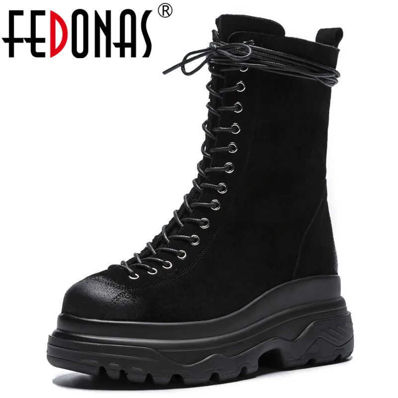FEDONAS Women Mid-calf Boots Platforms Cow Suede Motorcycle Boots Ladies Autumn Winter Martin Shoes Woman Round Toe Casual Shoes FEDONAS Women Mid-calf Boots Platforms Cow Suede Motorcycle Boots Ladies Autumn Winter Martin Shoes Woman Round Toe Casual Shoes