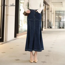 Новинка года, Весенняя женская одежда для девочек, джинсовые, до щиколотки, с рисунком русалки, милые повседневные джинсы, юбка, большие размеры 26-40