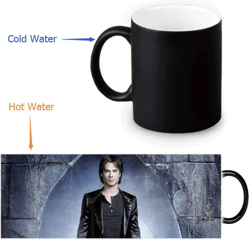 

Free shipping 12 OZ/350ml The Vampire Diaries Heat Sensitive Mug Color change Ceramice Morphing Mugs