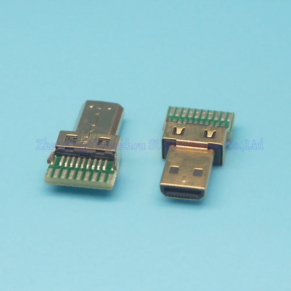 

50pcs/lot Gold Plating HDMI D type male plug Micro HDMI Jack With PCB Board