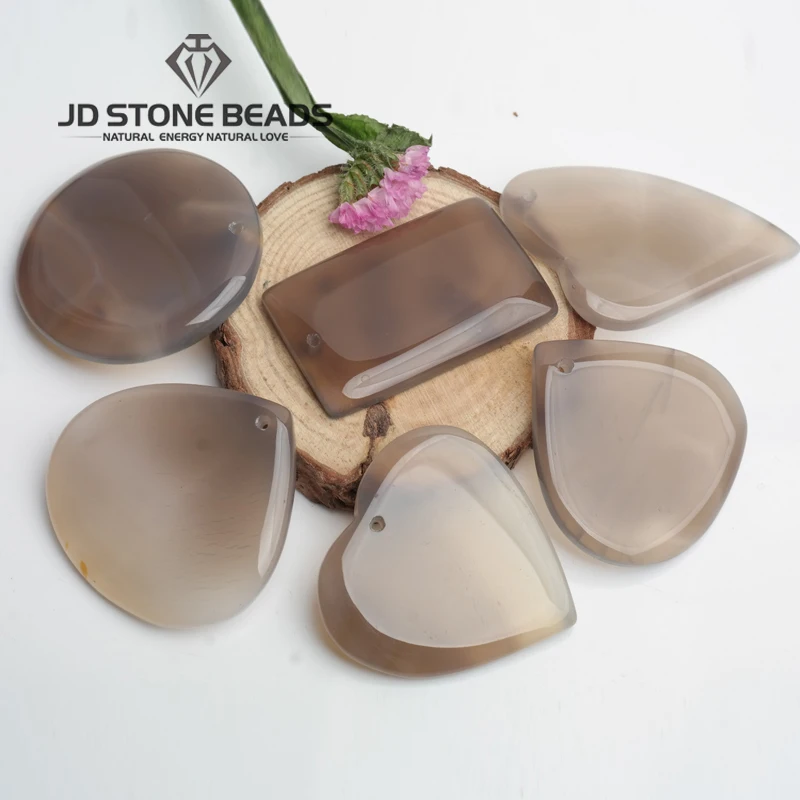 

Free Shipping Natural Gray Agate Pendant New High Quality Assorted Natural Stone Charms Wholesale
