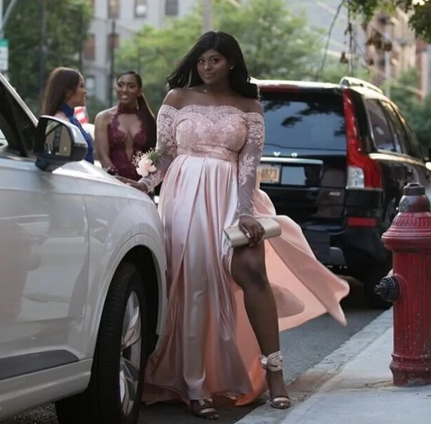 Sexy Plus Size Roze Afrikaanse Lange Mouwen Prom Avondjurken Gown 2019 Lange Party Gala Jurk Sexy Plus Size Roze Afrikaanse Lange Mouwen Prom Avondjurken Gown 2019 Lange Party Gala Jurk