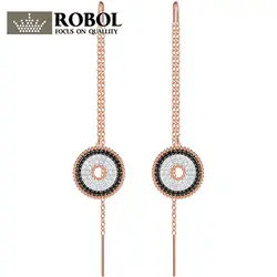 ROBOL Оригинал 1:1 Весна Новый SWA леденец стиль пирсинг серьги, многоцветный дизайн, розовое золото покрытием моды благородный 5416700