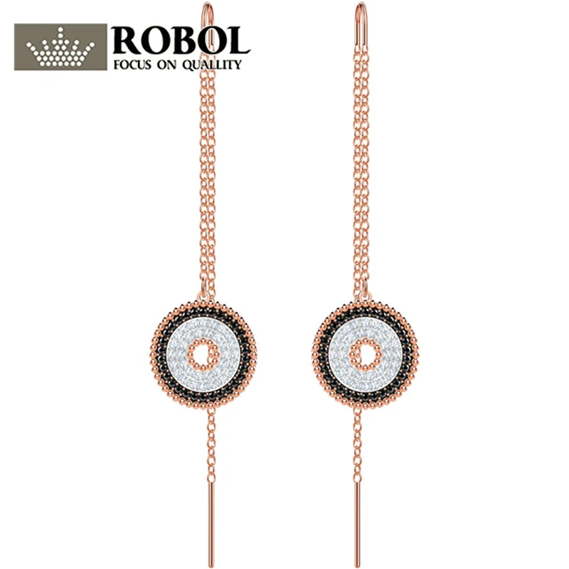 

ROBOL Original 1:1 Spring New SWA Lollipop Style Pierced Earrings, Multi-color Design, Rose Gold-plated Fashion Noble 5416700
