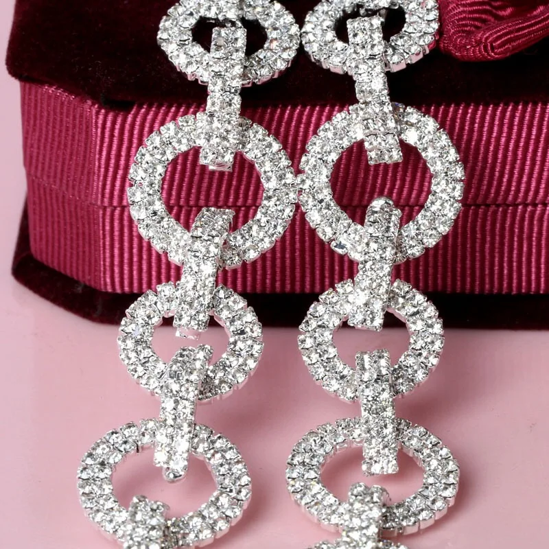 

Crystal Rhinestones Chain Silver Base Tirm DIY Wedding Dress Accessories Rhinestone Applique Chain