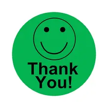 Умные круглые этикетки спасибо смайлик наклейки " 500 клейкие этикетки в рулоне зеленый ярлык водонепроницаемые обои спасибо